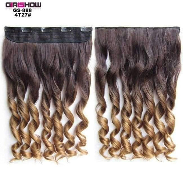 Planet Gates GS888 4T27 / 24inches 24" 5 Clips In on Synthetic Hair Extensions Wavy Lady wig HairTwo Tone Ombre Hairpiece GS888 130g/pc