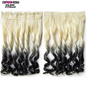 Planet Gates GS888 613TBlack / 24inches 24" 5 Clips In on Synthetic Hair Extensions Wavy Lady wig HairTwo Tone Ombre Hairpiece GS888 130g/pc