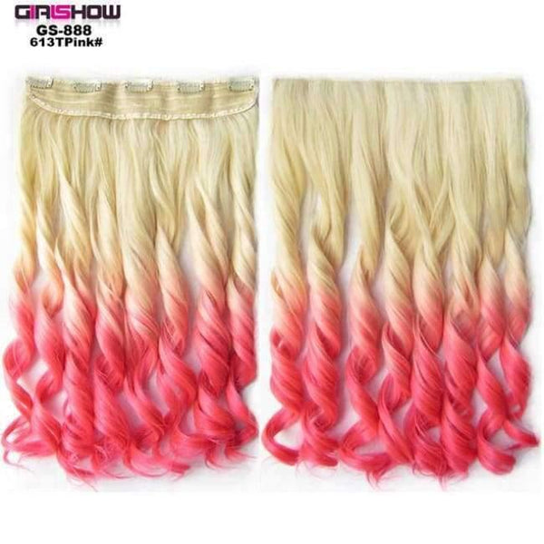 Planet Gates GS888 613TPink / 24inches 24" 5 Clips In on Synthetic Hair Extensions Wavy Lady wig HairTwo Tone Ombre Hairpiece GS888 130g/pc