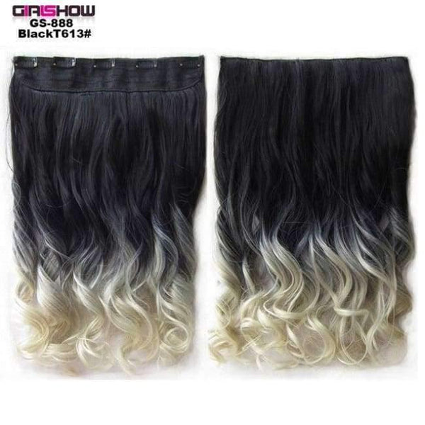 Planet Gates GS888 BlackT613 / 24inches 24" 5 Clips In on Synthetic Hair Extensions Wavy Lady wig HairTwo Tone Ombre Hairpiece GS888 130g/pc
