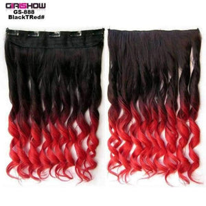 Planet Gates GS888 BlackTRed / 24inches 24" 5 Clips In on Synthetic Hair Extensions Wavy Lady wig HairTwo Tone Ombre Hairpiece GS888 130g/pc