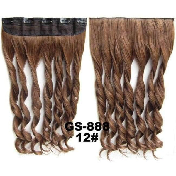 Planet Gates GS888 Color 12 / 24inches 5 Clips In on Synthetic Hair Extensions Wavy Lady wig Hair Hairpiece ponytail 87 colors available,130g,60cm 1pc