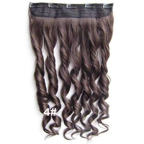 Planet Gates GS888 Color 4 / 24inches 5 Clips In on Synthetic Hair Extensions Wavy Lady wig Hair Hairpiece ponytail 87 colors available,130g,60cm 1pc