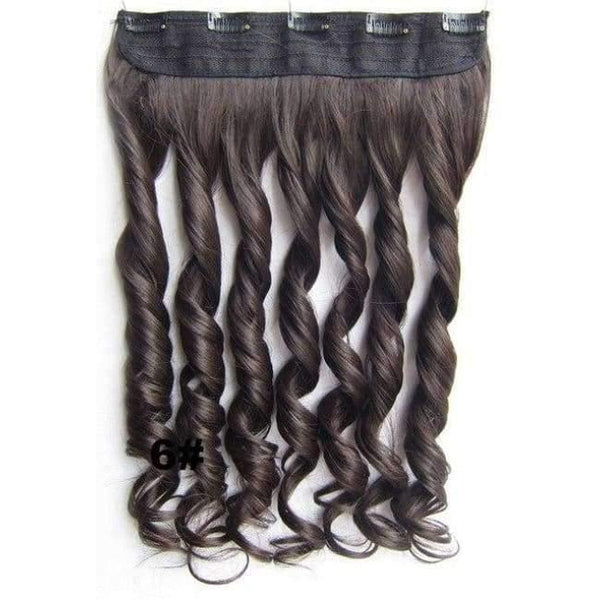 Planet Gates GS888 Color 6 / 24inches 5 Clips In on Synthetic Hair Extensions Wavy Lady wig Hair Hairpiece ponytail 87 colors available,130g,60cm 1pc