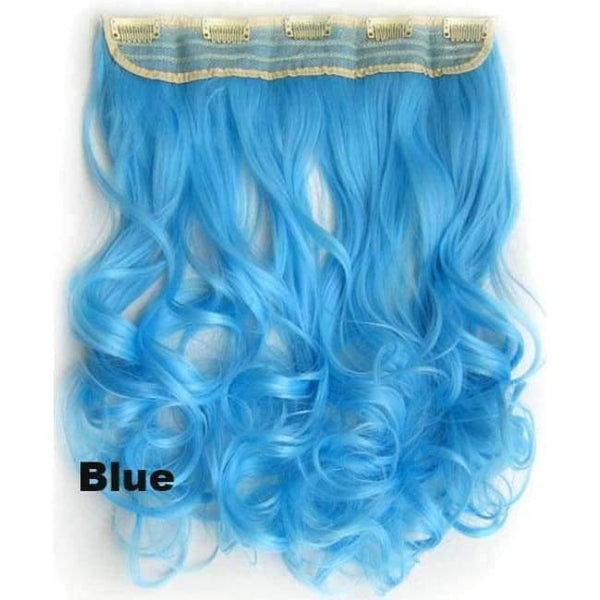 Planet Gates GS888 Color Blue / 24inches 5 Clips In on Synthetic Hair Extensions Wavy Lady wig Hair Hairpiece ponytail 87 colors available,130g,60cm 1pc