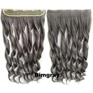 Planet Gates GS888 Color Dimgray / 24inches 5 Clips In on Synthetic Hair Extensions Wavy Lady wig Hair Hairpiece ponytail 87 colors available,130g,60cm 1pc