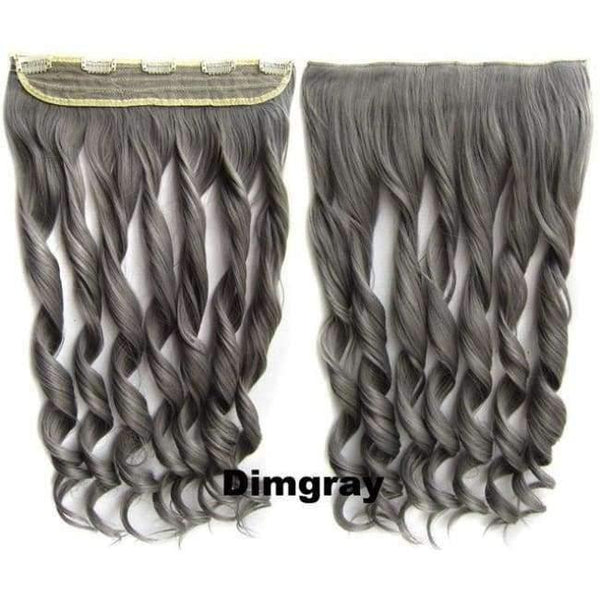 Planet Gates GS888 Color Dimgray / 24inches 5 Clips In on Synthetic Hair Extensions Wavy Lady wig Hair Hairpiece ponytail 87 colors available,130g,60cm 1pc