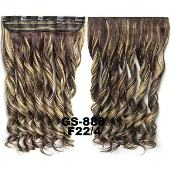 Planet Gates GS888 Color F22-4 / 24inches 5 Clips In on Synthetic Hair Extensions Wavy Lady wig Hair Hairpiece ponytail 87 colors available,130g,60cm 1pc
