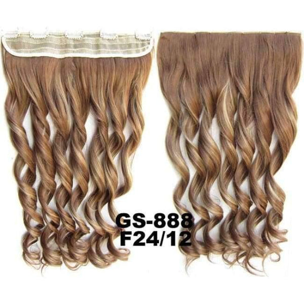 Planet Gates GS888 Color F24-12 / 24inches 5 Clips In on Synthetic Hair Extensions Wavy Lady wig Hair Hairpiece ponytail 87 colors available,130g,60cm 1pc