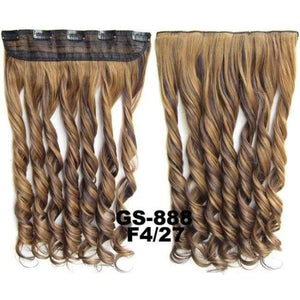 Planet Gates GS888 Color F4-27 / 24inches 5 Clips In on Synthetic Hair Extensions Wavy Lady wig Hair Hairpiece ponytail 87 colors available,130g,60cm 1pc