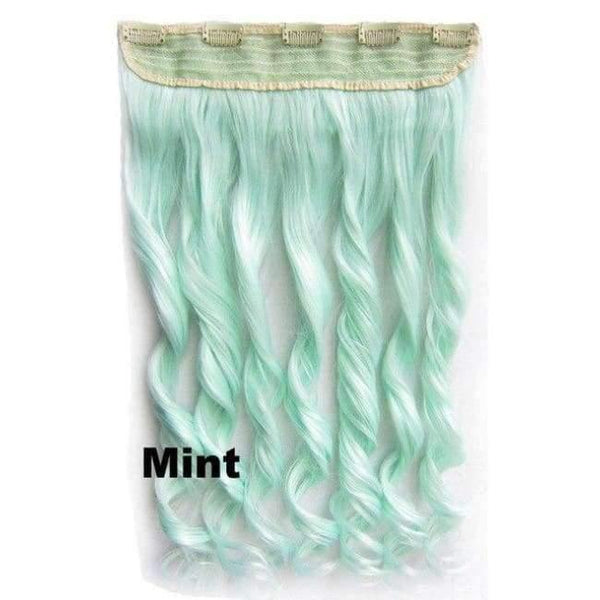 Planet Gates GS888 Color Mint / 24inches 5 Clips In on Synthetic Hair Extensions Wavy Lady wig Hair Hairpiece ponytail 87 colors available,130g,60cm 1pc