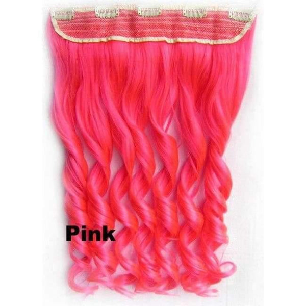 Planet Gates GS888 Color Pink / 24inches 5 Clips In on Synthetic Hair Extensions Wavy Lady wig Hair Hairpiece ponytail 87 colors available,130g,60cm 1pc