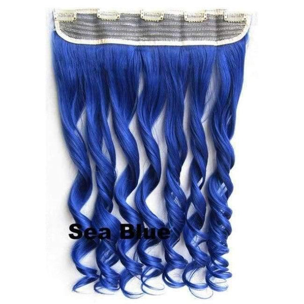 Planet Gates GS888 Color Sea Blue / 24inches 5 Clips In on Synthetic Hair Extensions Wavy Lady wig Hair Hairpiece ponytail 87 colors available,130g,60cm 1pc