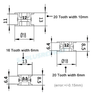 Planet Gates GT2 Idler Timing Pulley 16-tooth 20-Teeth with 3mm or 5mm Bore with Bearings for 3D Printer Parts Timing Belt 6mm 10mm
