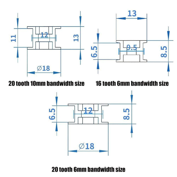 Planet Gates gt2 timing belt pulley 6mm 10mm bandwidth 16 teeth  20 teeth tooth tensioner bore 3mm 4mm 5mm inner hole roller MXL pulley
