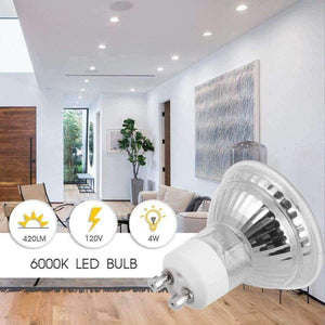 Planet Gates GU10 LED Track Lighting 40W Halogen Equivalent Daylight White 6000K 4W LED Spotlight 420LM LED Lamp for Pedant Fixtures-6Packs