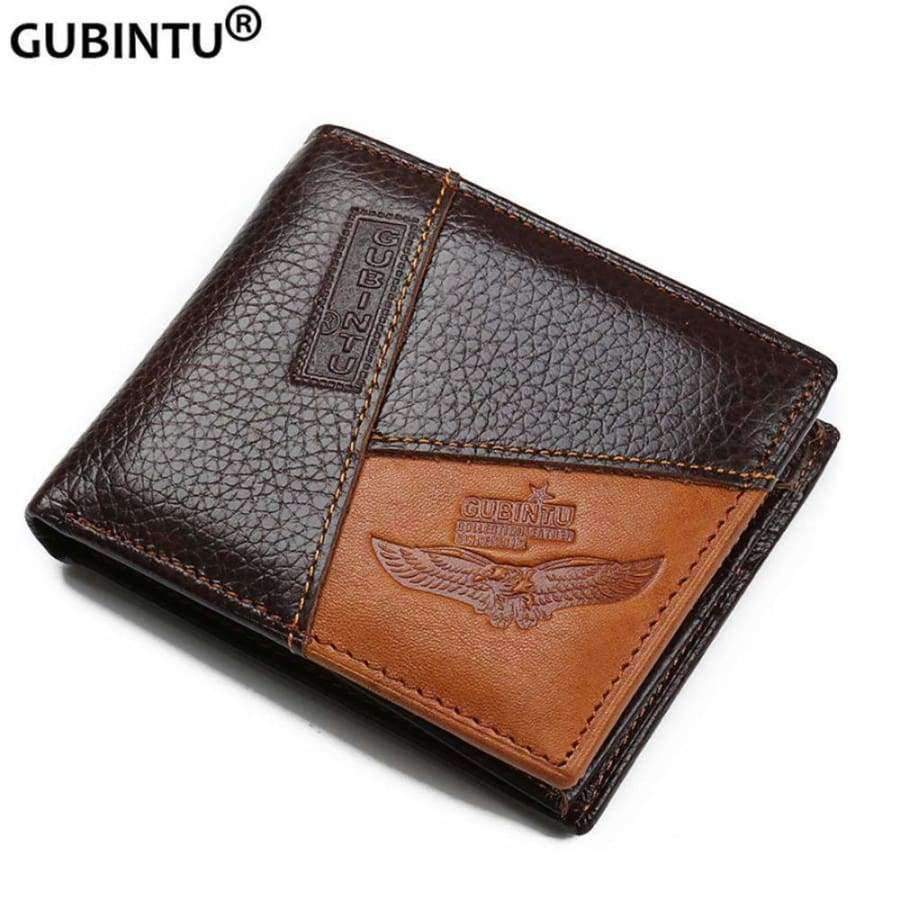 Planet Gates GUBINTU Genuine Leather Men Wallets Coin Pocket Zipper Real Men's Leather Wallet with Coin High Quality Male Purse cartera
