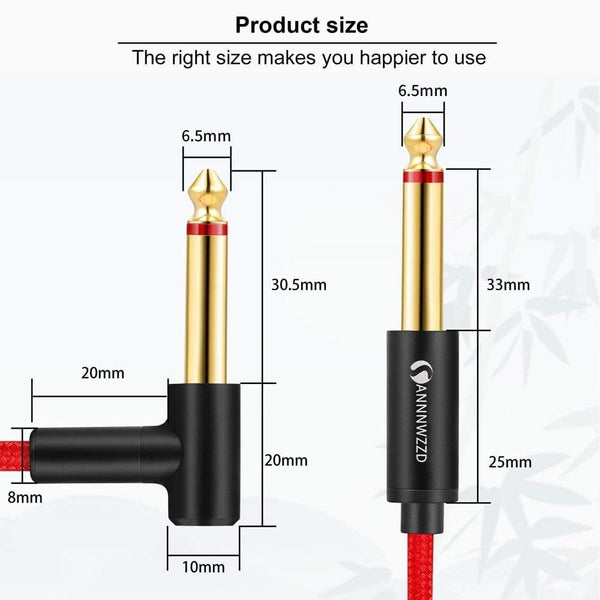 Planet Gates Guitar Cable 6.5mm Jack Audio Cable Nylon Braided 6.35 Guitar Instrument Cable for Electric Guitar Mixer Amplifier 6.35mm Cable