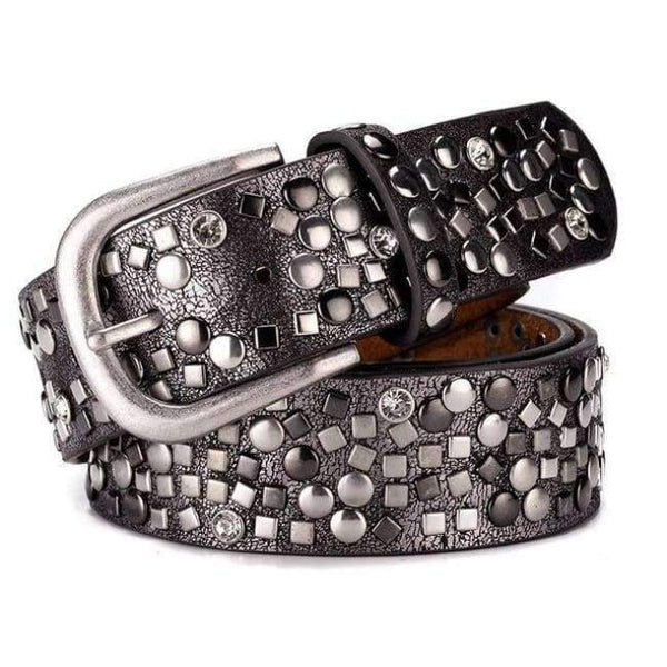 Planet Gates Gun black / 100cm Split Leather + PU Rivet Belt Fashion Rhinestone Women's Studded Belts High Quality Male Leather Rock Women Strap For Jeans