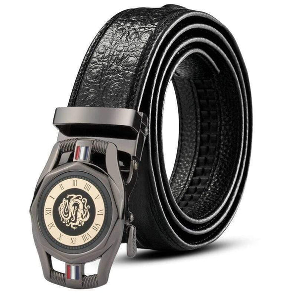 Cow Leather Men's Belt Luxury Crocodile Skin Texture High Quality   Male Leather Belt For Business Suit Automatic Buckle