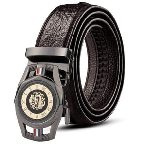 Cow Leather Men's Belt Luxury Crocodile Skin Texture High Quality   Male Leather Belt For Business Suit Automatic Buckle