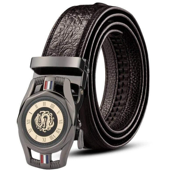 Cow Leather Men's Belt Luxury Crocodile Skin Texture High Quality   Male Leather Belt For Business Suit Automatic Buckle