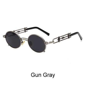 Planet Gates Gun Gray Ralferty 2018 Unique Vintage Steampunk Sunglasses Women Men Designer Gold Red Eyewear Accessories Female Retro Punk Oculos B010