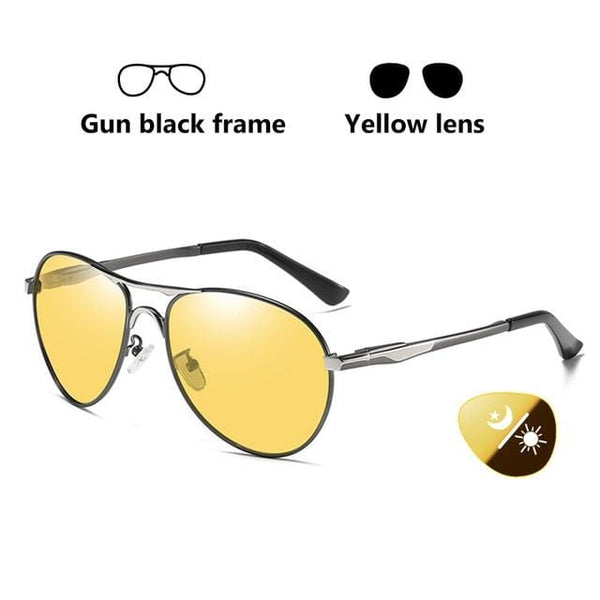 Planet Gates Gun silver frame Aviation Photochromic Sunglasses Polarized Men Day Night Vision Driving Sun Glasses Male gafas de sol