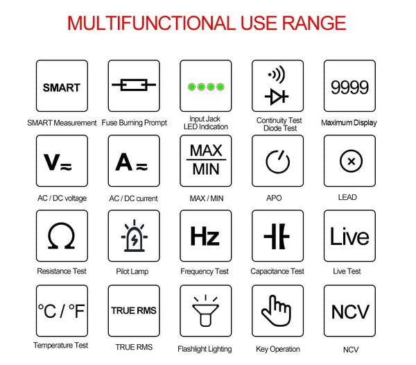 Planet Gates GVDA New Smart Multimeter Auto Range 1000V 10A Digital Capacitance Tester True RMS REL Ohm Hz AC DC Voltage Meter Multimetro