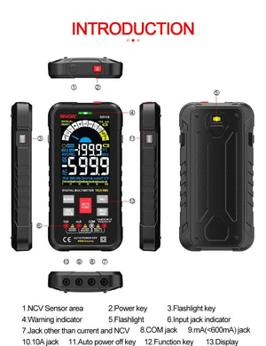 Planet Gates GVDA New Smart Multimeter Auto Range 1000V 10A Digital Capacitance Tester True RMS REL Ohm Hz AC DC Voltage Meter Multimetro