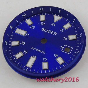 Planet Gates H 33mm Bliger Dial Date window Luminous marks fit 2824 2836 Miyota 8215 8205 821A movement men's Watch