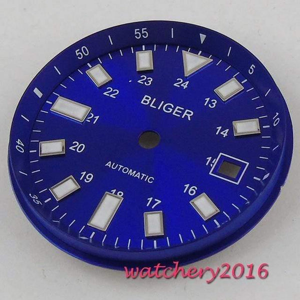 Planet Gates H 33mm Bliger Dial Date window Luminous marks fit 2824 2836 Miyota 8215 8205 821A movement men's Watch