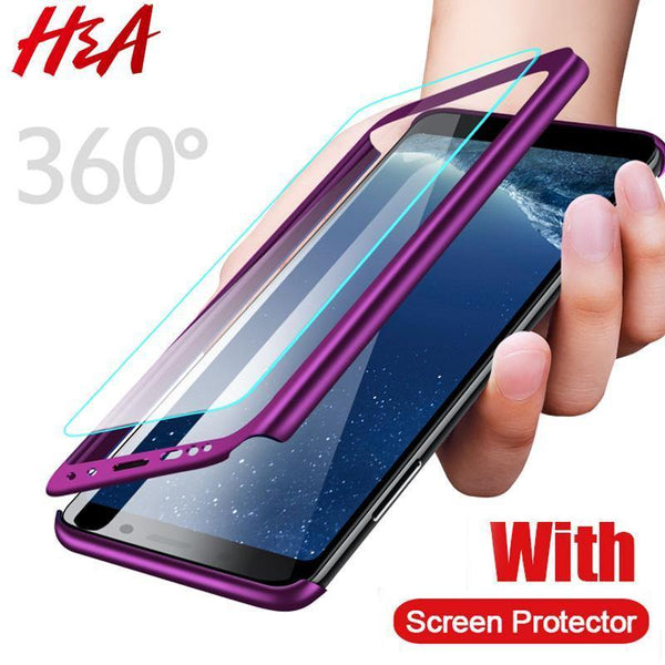 Planet Gates H&A 360 Degree Full Cover Phone Case For Samsung Galaxy S9 S8 Plus S7 S6 Edge Screen Protector Film Phone Cover Note 9 8 S8 Case