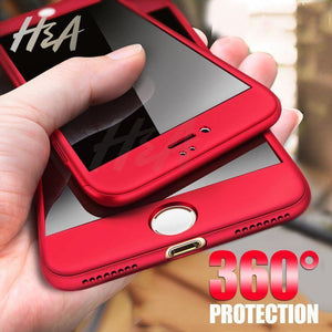 Planet Gates H&A 360 Full Cover Phone Case For iPhone X 8 6 6s 7 Plus 5 5s SE PC Protective Cover For iPhone 7 8 Plus Case Cover With Glass