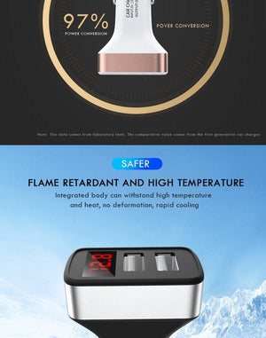 Planet Gates H&A Dual USB Car Charger With LED Display Universal Phone Car-Charger for Samsung S8 S9 iPhone xs max 7 8 X Plus Quick Charger