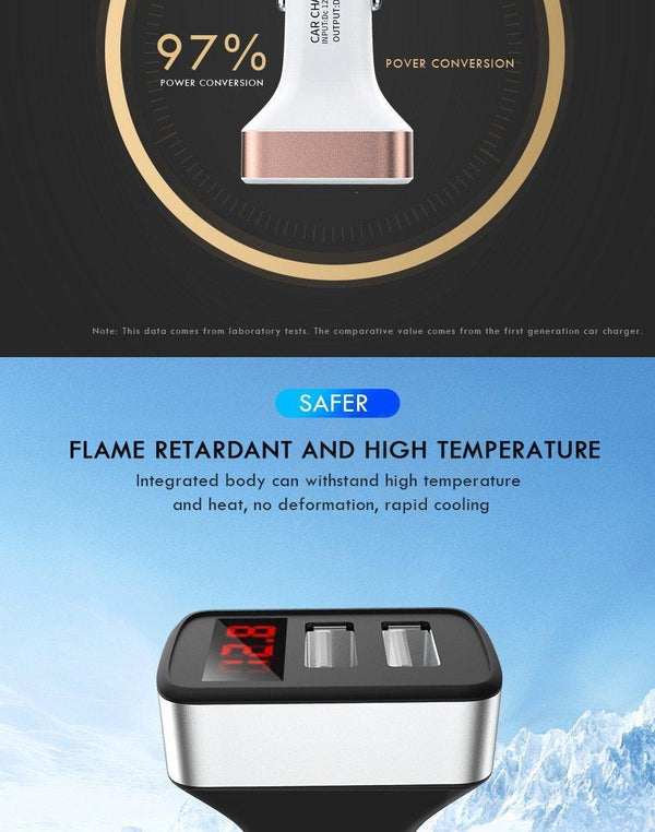 Planet Gates H&A Dual USB Car Charger With LED Display Universal Phone Car-Charger for Samsung S8 S9 iPhone xs max 7 8 X Plus Quick Charger