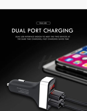 Planet Gates H&A Dual USB Car Charger With LED Display Universal Phone Car-Charger for Samsung S8 S9 iPhone xs max 7 8 X Plus Quick Charger