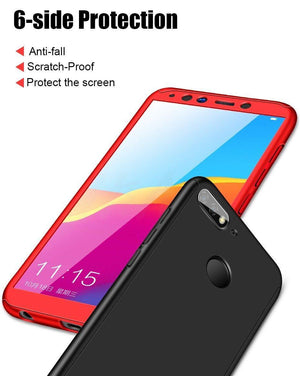 Planet Gates H&A H&A Luxury 360 Degree Full Cover Phone Case For Huawei Honor 7A 7C Pro 8X Max Screen Protector Cover 7A 7C 8XMax Case Glass