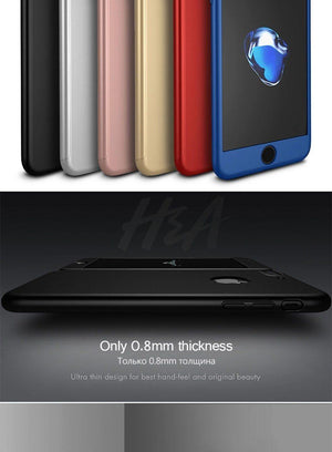 Planet Gates H&A Luxury 360 Degree Protection Full Cover Phone Case For iPhone 7 8 5 S SE Anti-knock Cover For iPhone 6 s 7 8 Plus Case Glass