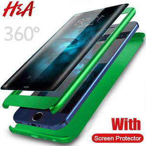 Planet Gates H&A Luxury 360 Degree Protection Full Cover Phone Case For iPhone 7 8 5 S SE Anti-knock Cover For iPhone 6 s 7 8 Plus Case Glass