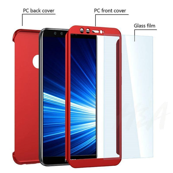 Planet Gates H&A Luxury 360 Full Cover Phone Case For Huawei Y5 Y6 Y7 2018 2017 Anti-knock Phone Cover For Huawei Y7 Y6 Prime Case With Glass