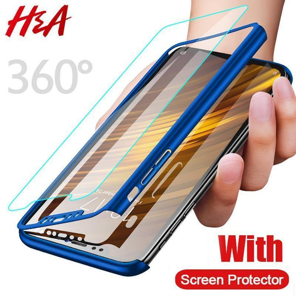 Planet Gates H&A Luxury 360 Full Cover Phone Case For Xiaomi Mi 5 5S Plus Mi5X 6X Mi 8 SE Shockproof Cover Pocophone F1 Case With Glass