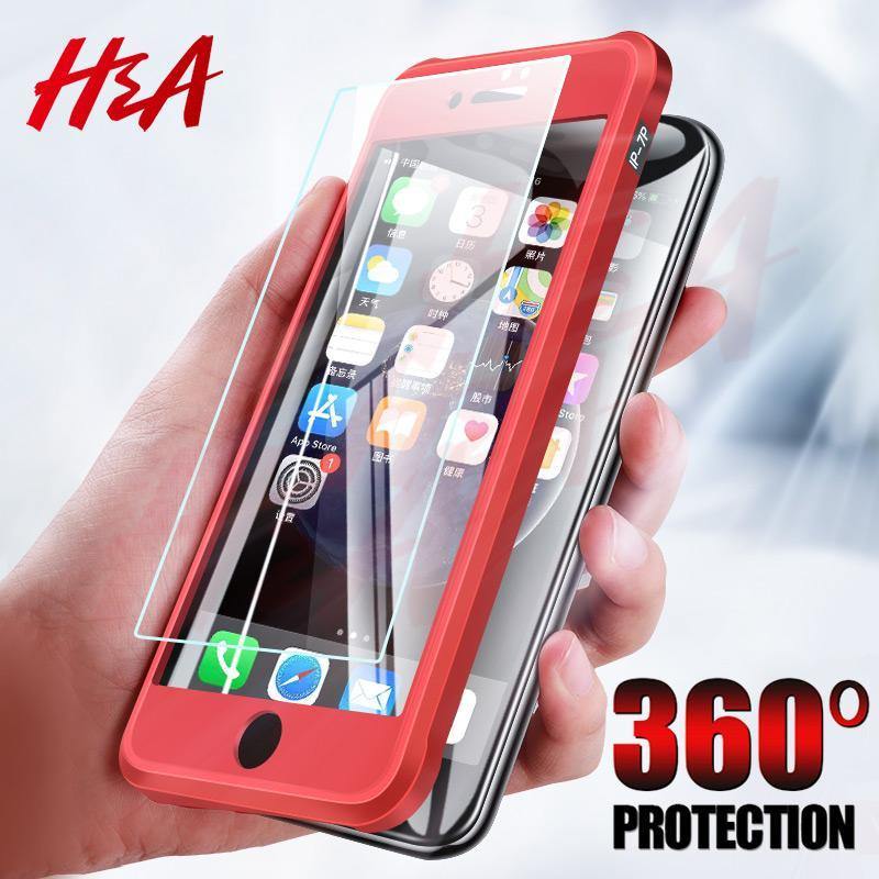 Planet Gates Clear Black / For iphone 6 6s H&A Luxury 360 Full Coverage Phone Case For iPhone 7 8 Plus 6 6s Plus X 10 Tempered glass Silicone Cover For iPhone X PC Cases