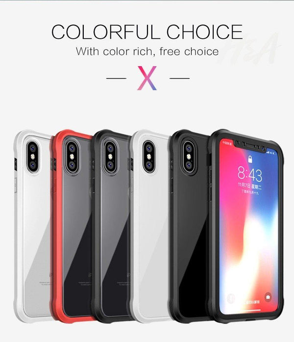 Planet Gates H&A Luxury 360 Full Coverage Phone Case For iPhone 7 8 Plus 6 6s Plus X 10 Tempered glass Silicone Cover For iPhone X PC Cases