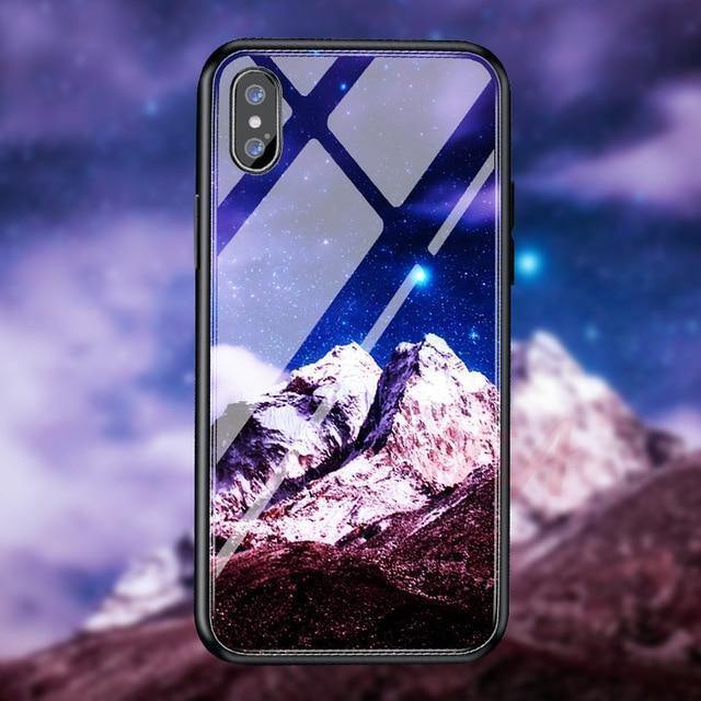 Planet Gates 01 / For iPhone 6 6s H&A Luxury Tempered Glass Phone Case For iPhone 7 8 6 6s Plus Silicone Star Space Pattern Cover For iPhone X XR XS XSMax Case