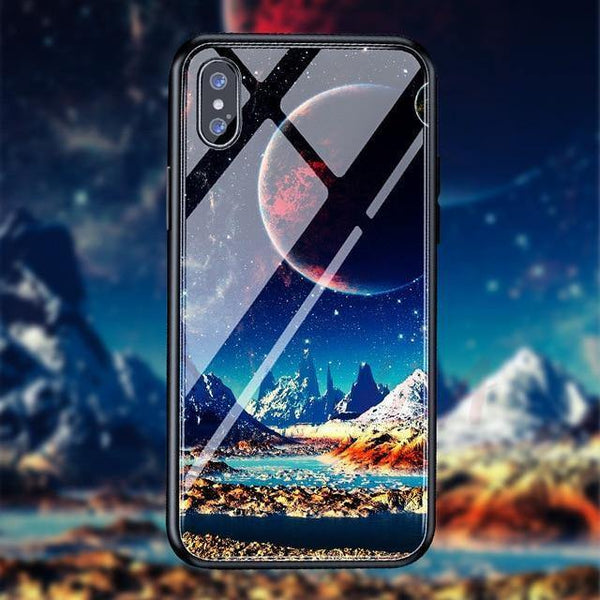 Planet Gates H&A Luxury Tempered Glass Phone Case For iPhone 7 8 6 6s Plus Silicone Star Space Pattern Cover For iPhone X XR XS XSMax Case