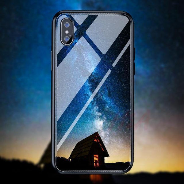 Planet Gates H&A Luxury Tempered Glass Phone Case For iPhone 7 8 6 6s Plus Silicone Star Space Pattern Cover For iPhone X XR XS XSMax Case