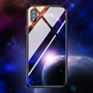 Planet Gates H&A Luxury Tempered Glass Phone Case For iPhone 7 8 6 6s Plus Silicone Star Space Pattern Cover For iPhone X XR XS XSMax Case
