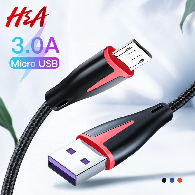 Planet Gates H&A Micro USB Cable 3A Fast Charging Micro usb Charger Cord For Samsung S7 S6 Xiaomi Redmi Note 5 4 Tablet Android Phone Micro
