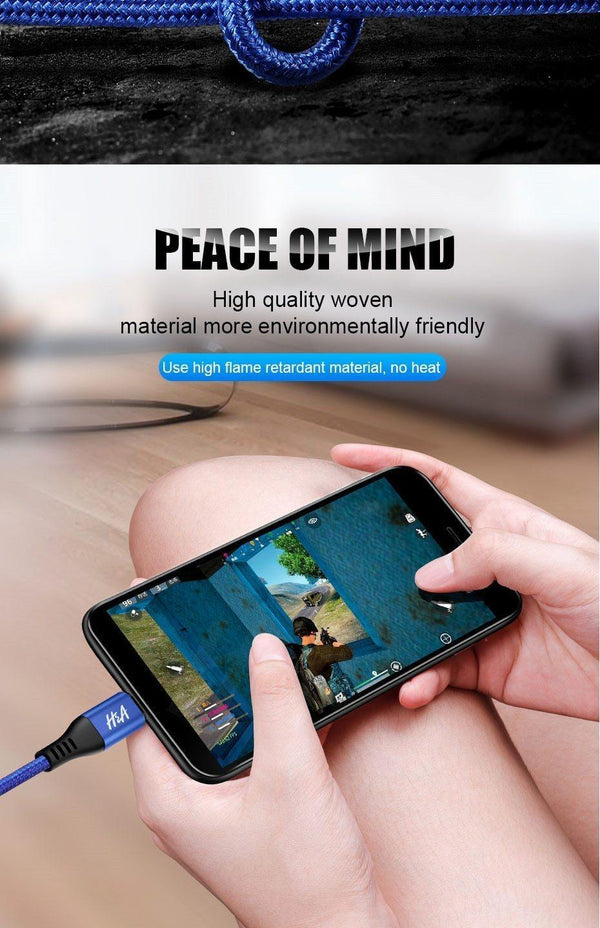 Planet Gates H&A Micro USB Cable Quick Charger Cable Nylon Braided USB Charger For Xiaomi Huawei LG Samsung Mobile Phone USB Charging Cord